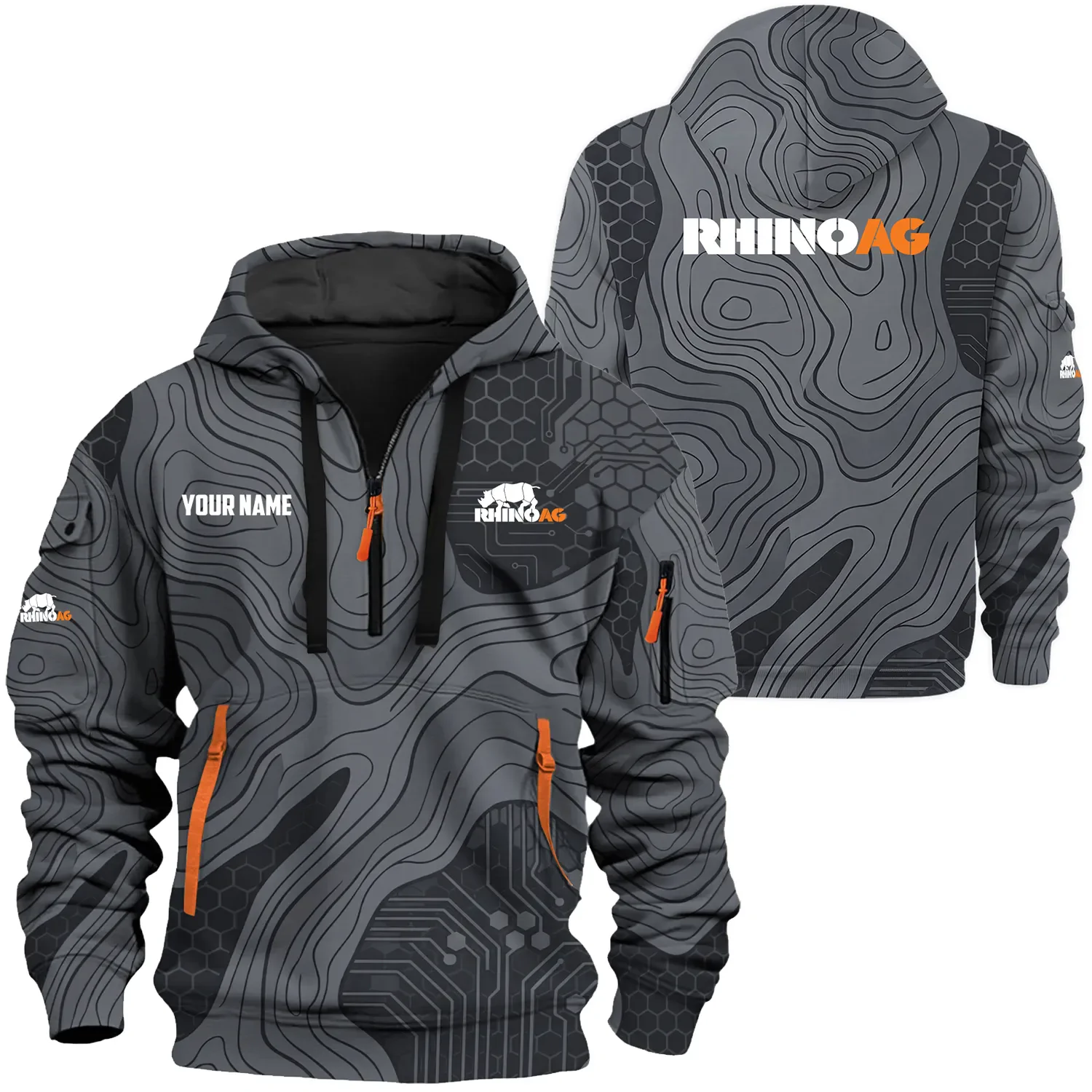 RhinoAg Exclusive Logo Hoodie Half Zipper, HCAHFAHHZ15RAZ RhinoAg Hoodie
