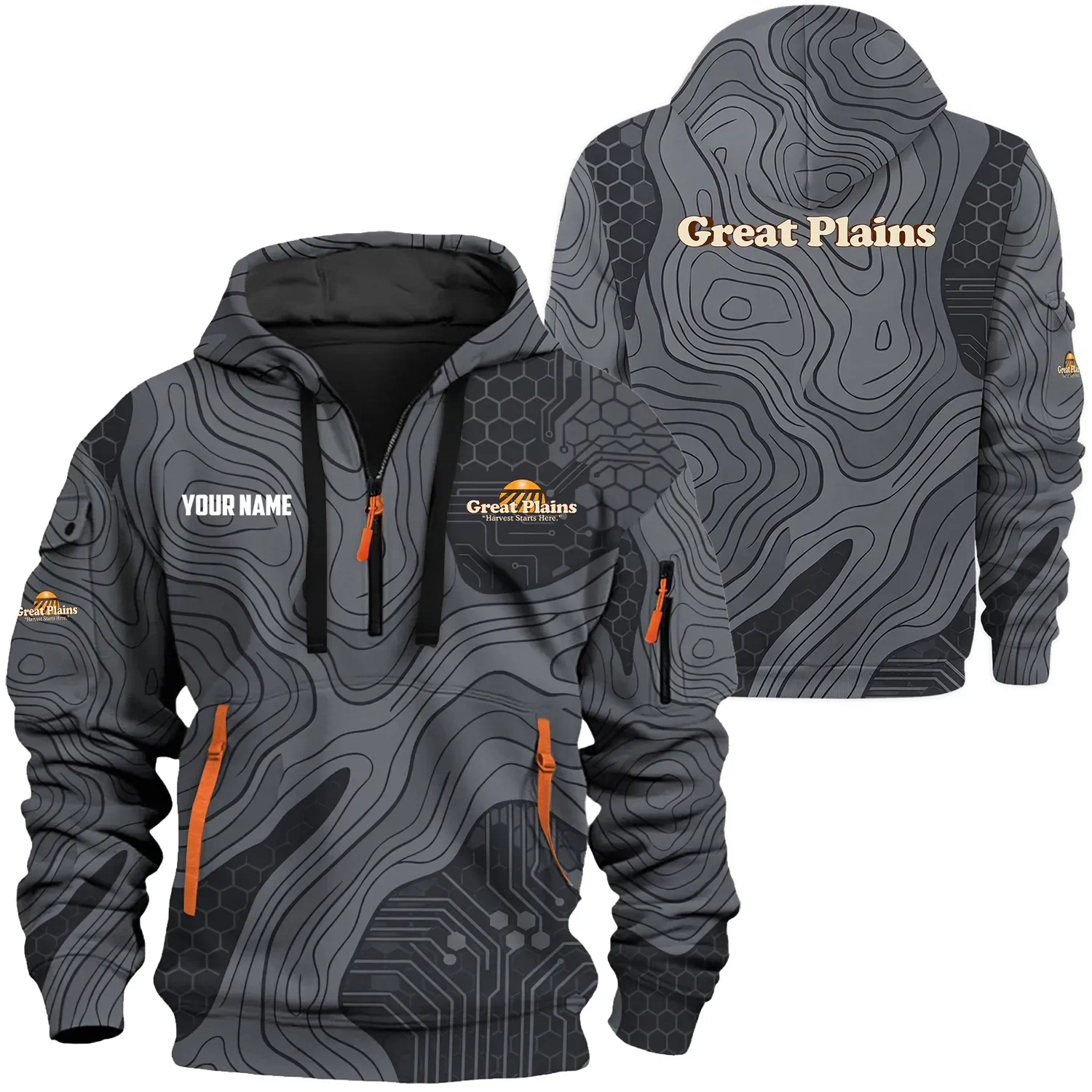 Great Plains Exclusive Logo Hoodie Half Zipper, HCAHFAHHZ15GPZ Great Plains Hoodie