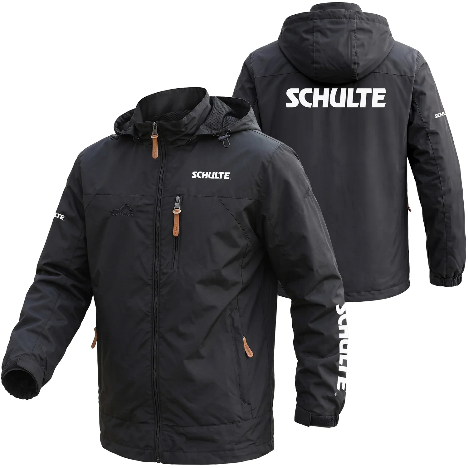 Schulte Exclusive Logo Outdoor Softshell Jacket, OUFAWOJ59SIZ Detachable Hood Waterproof Windproof Schulte Jacket