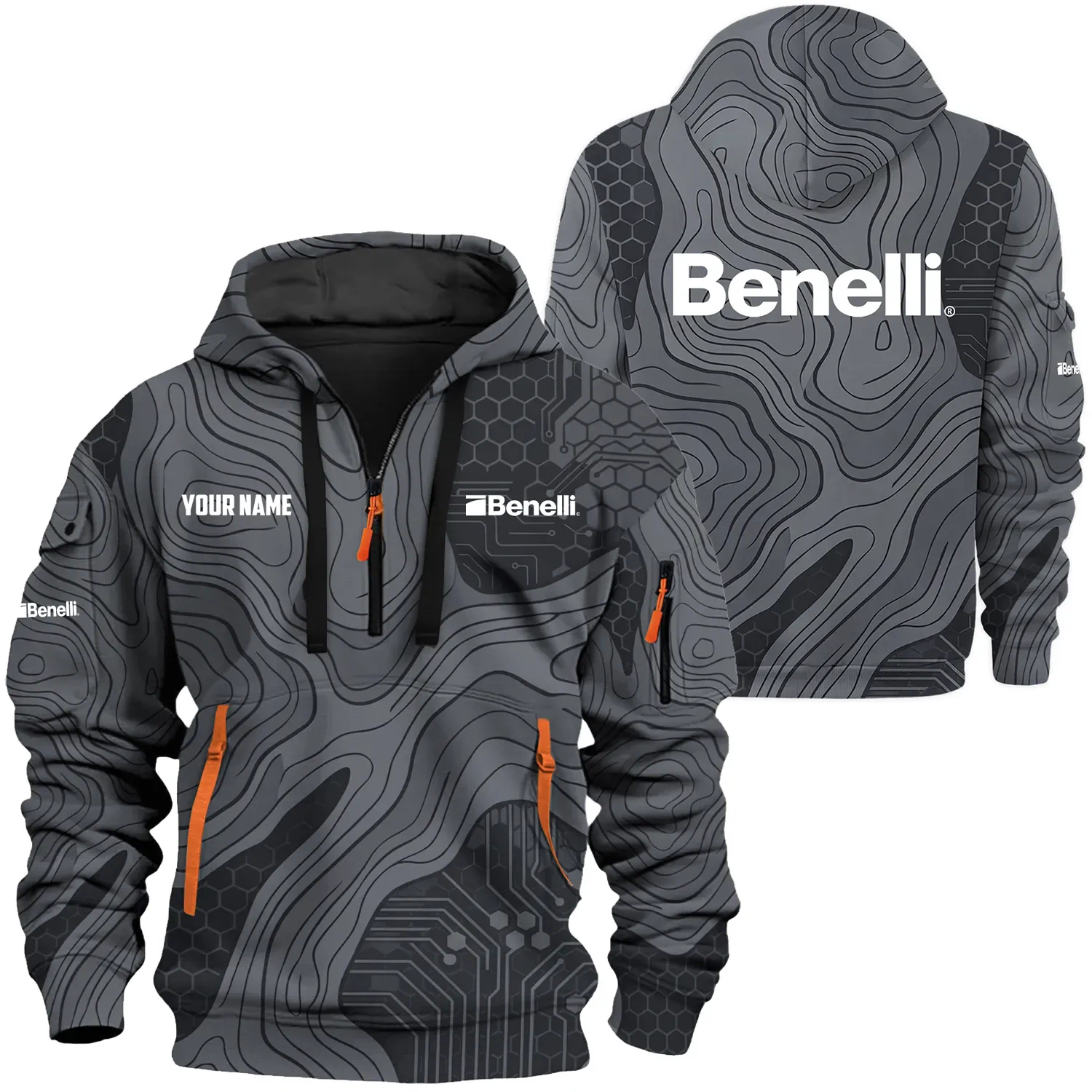 Benelli Exclusive Logo Hoodie Half Zipper, HCAHZERHHZ15BLZ Benelli Hoodie