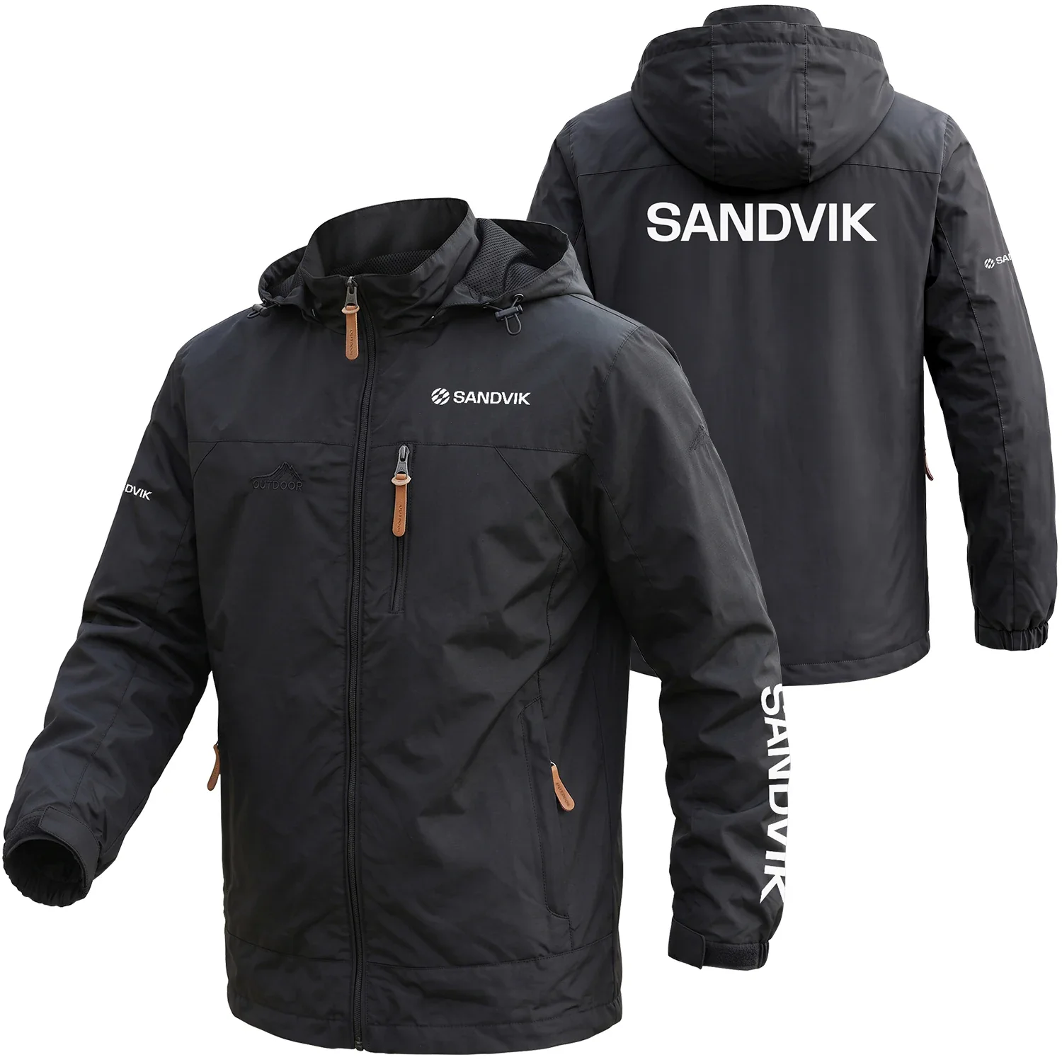 Sandvik Exclusive Logo Outdoor Softshell Jacket, OUFAWOJ59SVZ Detachable Hood Waterproof Windproof Sandvik Jacket