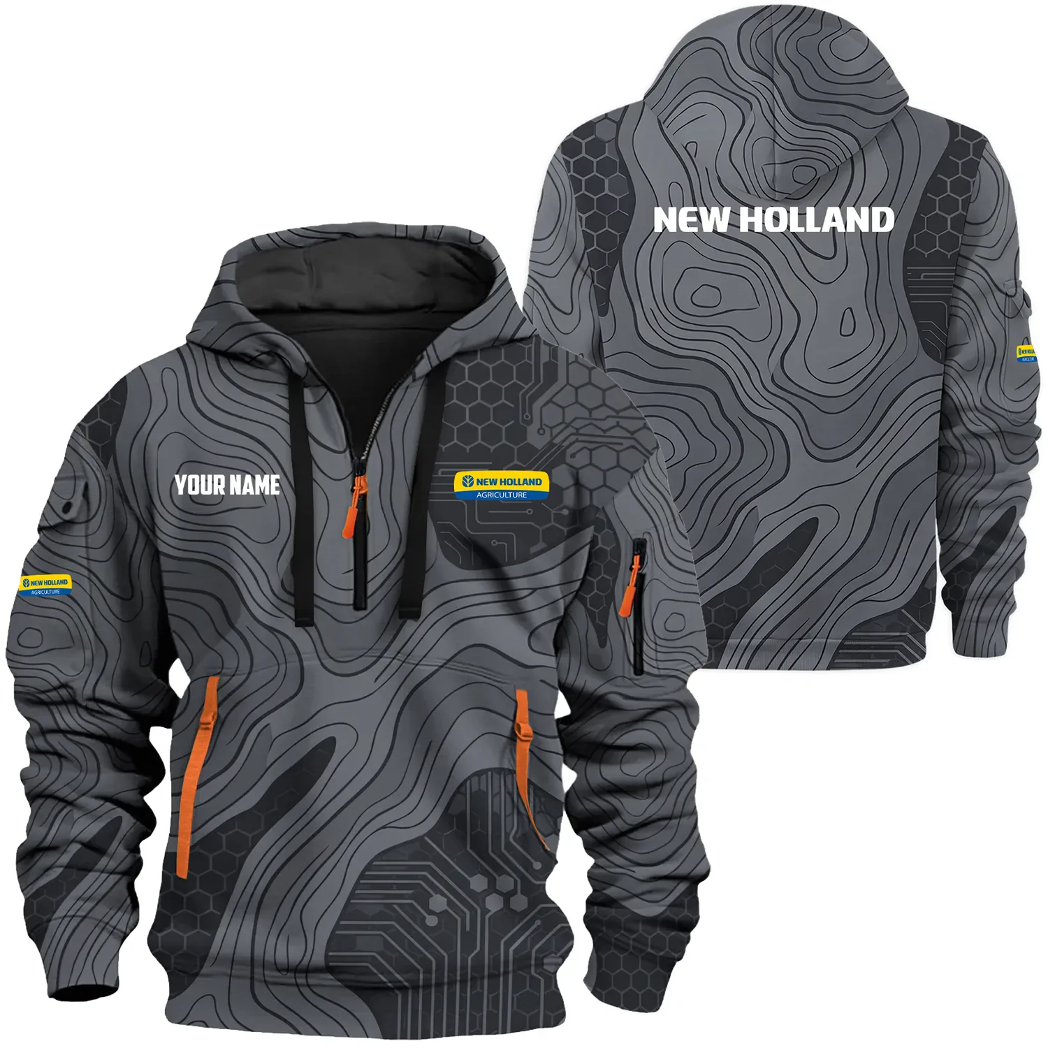 New Holland Exclusive Logo Hoodie Half Zipper, HCAHFAHHZ15NHZ New Holland Hoodie