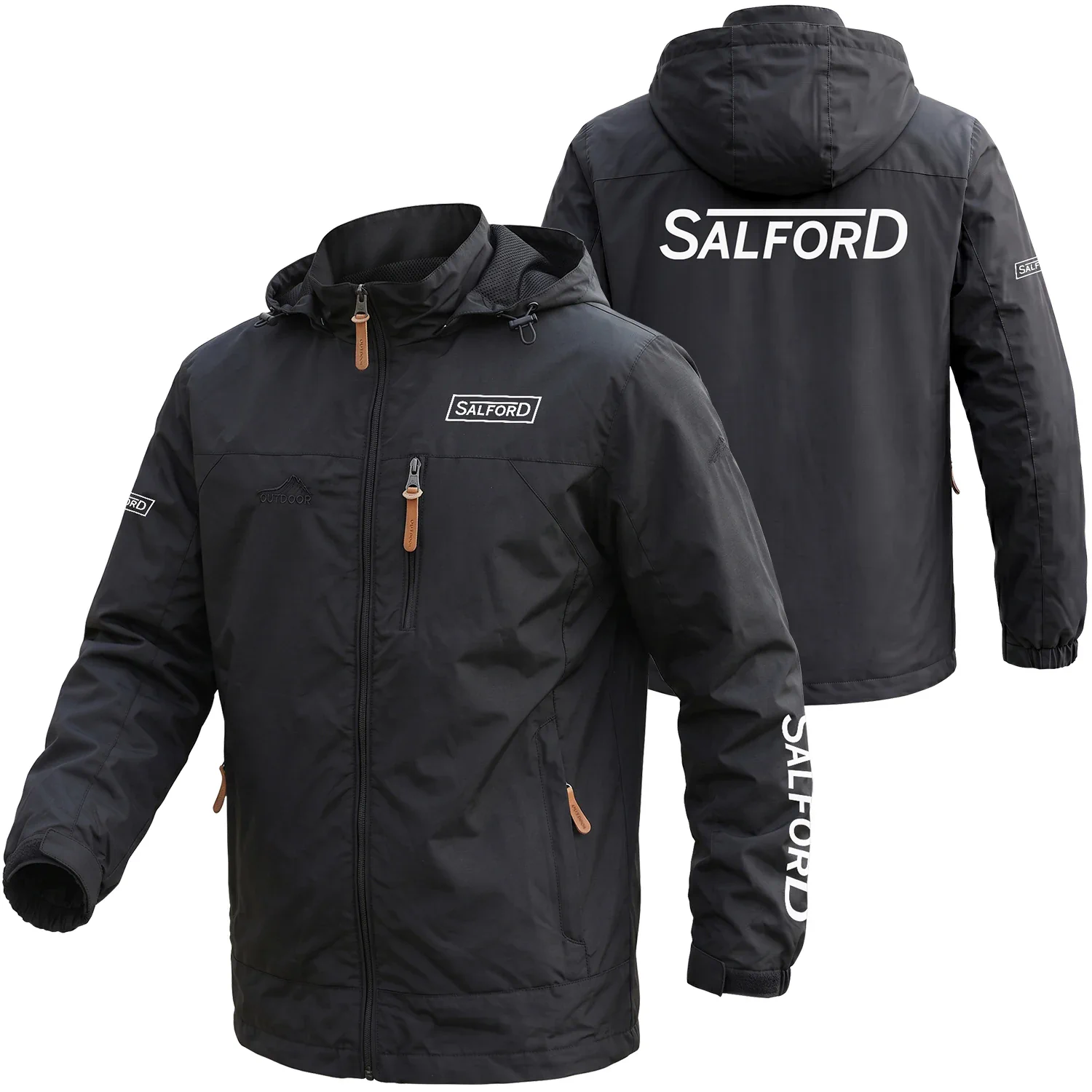 Salford Exclusive Logo Outdoor Softshell Jacket, OUFAWOJ59SGZ Detachable Hood Waterproof Windproof Salford Jacket