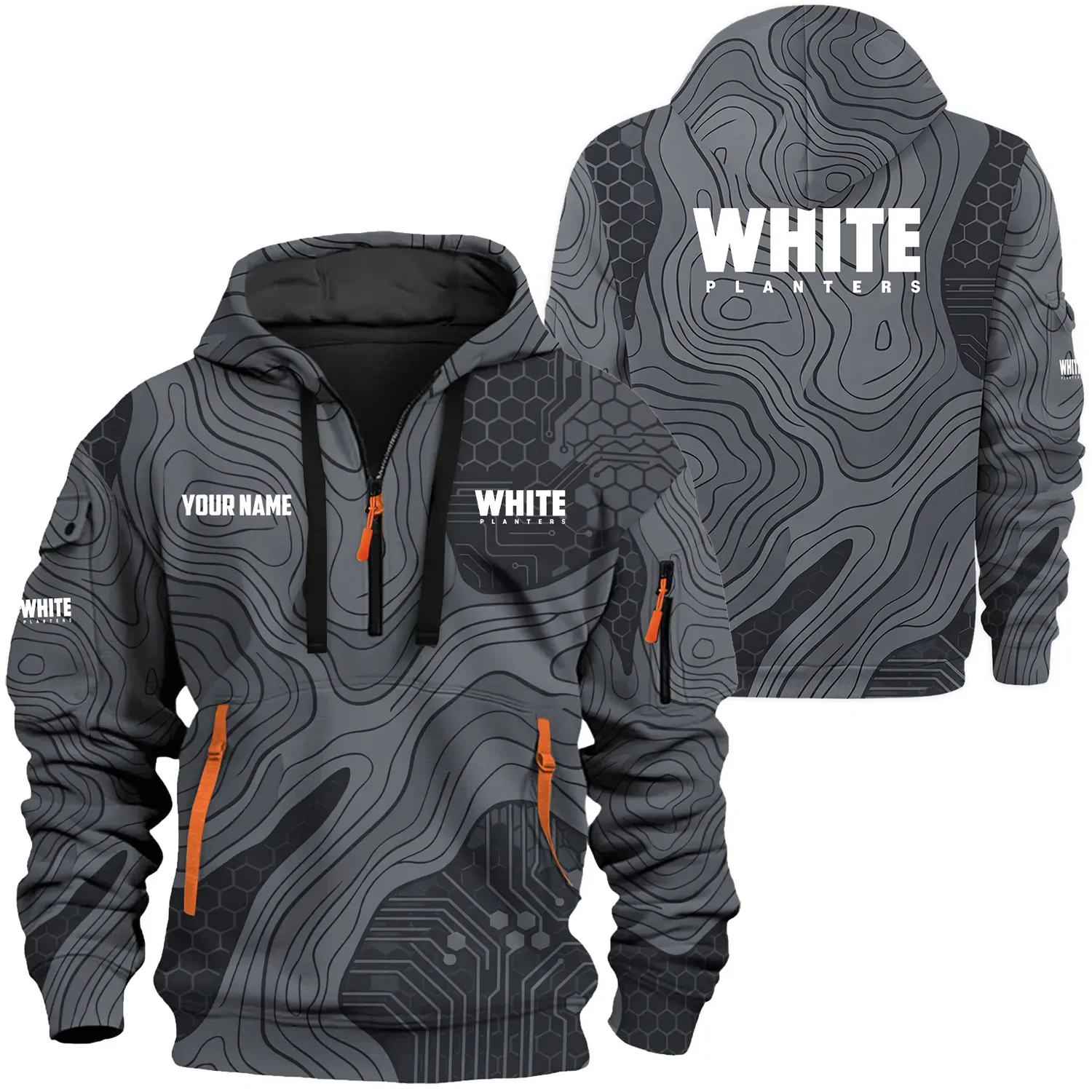 White Planters Exclusive Logo Hoodie Half Zipper, HCAHFAHHZ15WPZ White Planters Hoodie
