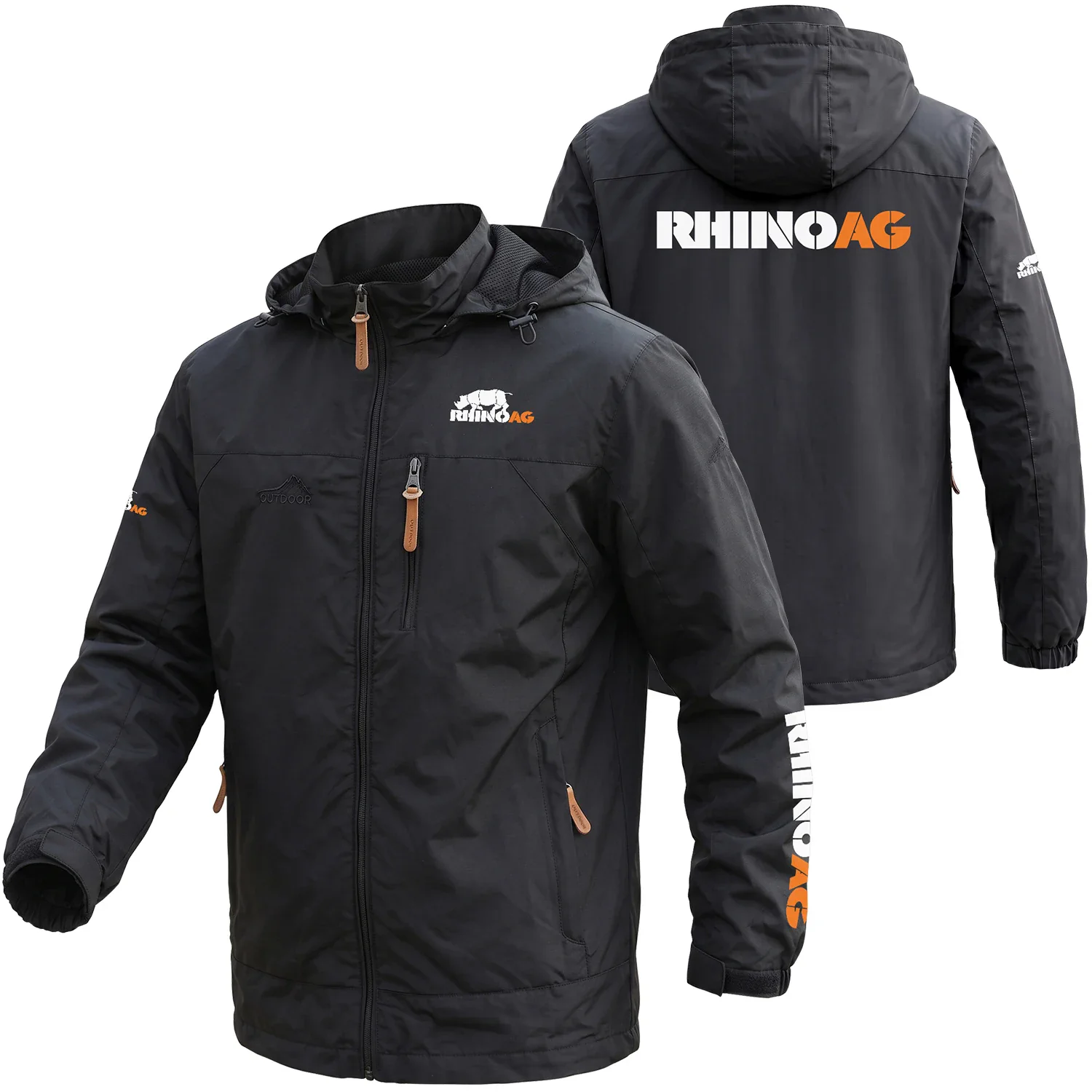 RhinoAg Exclusive Logo Outdoor Softshell Jacket, OUFAWOJ59RAZ Detachable Hood Waterproof Windproof RhinoAg Jacket